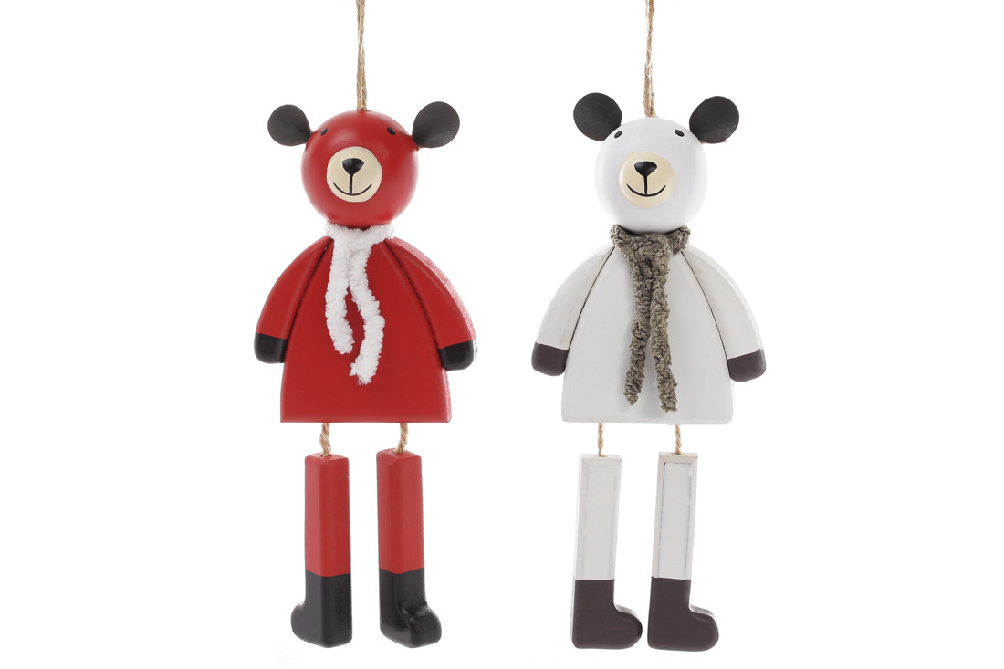 Новорічна прикраса-підвіска 17см Ведмедик, 2 дизайни