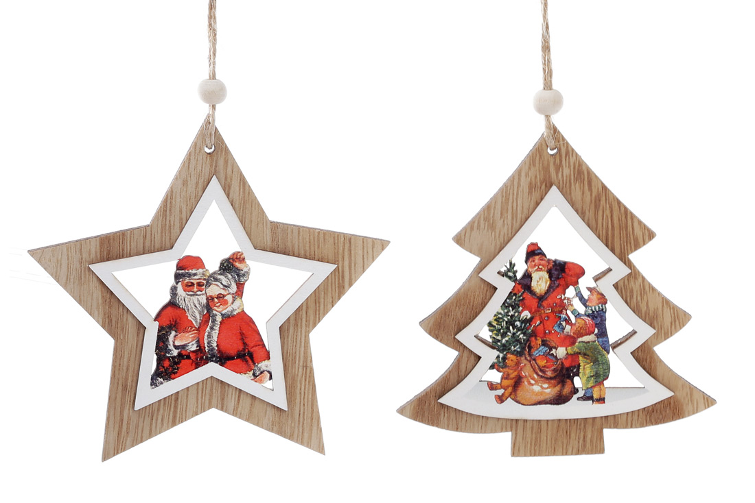 Набір (2шт) новорічних прикрас-підвісок 22см Санта