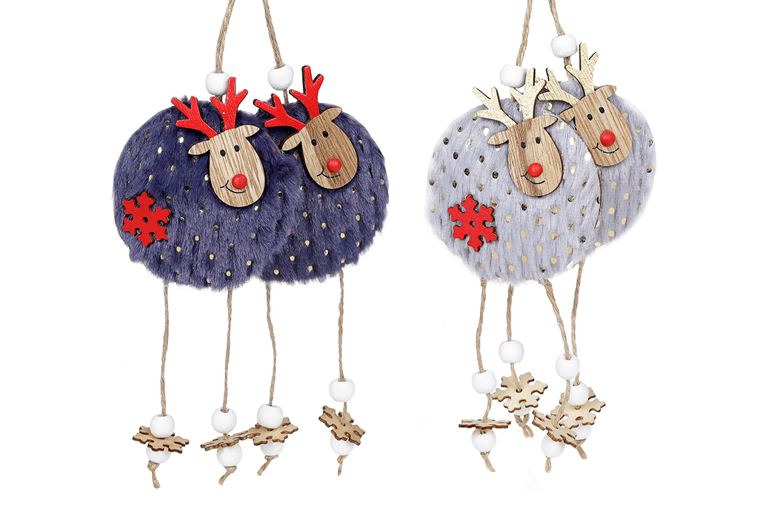 Набір (2шт) новорічних прикрас Олени, 27см, 2 дизайни