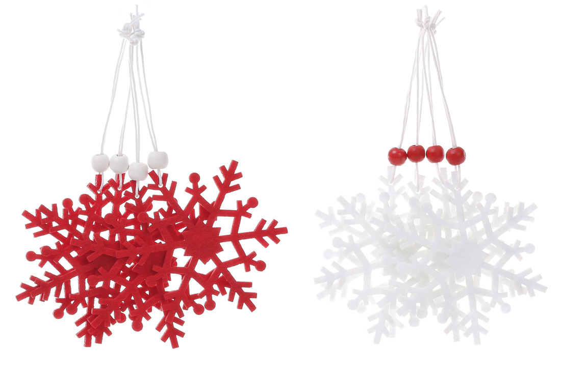 Набір (4шт) новорічних прикрас Сніжинка 9см, 2 дизайни