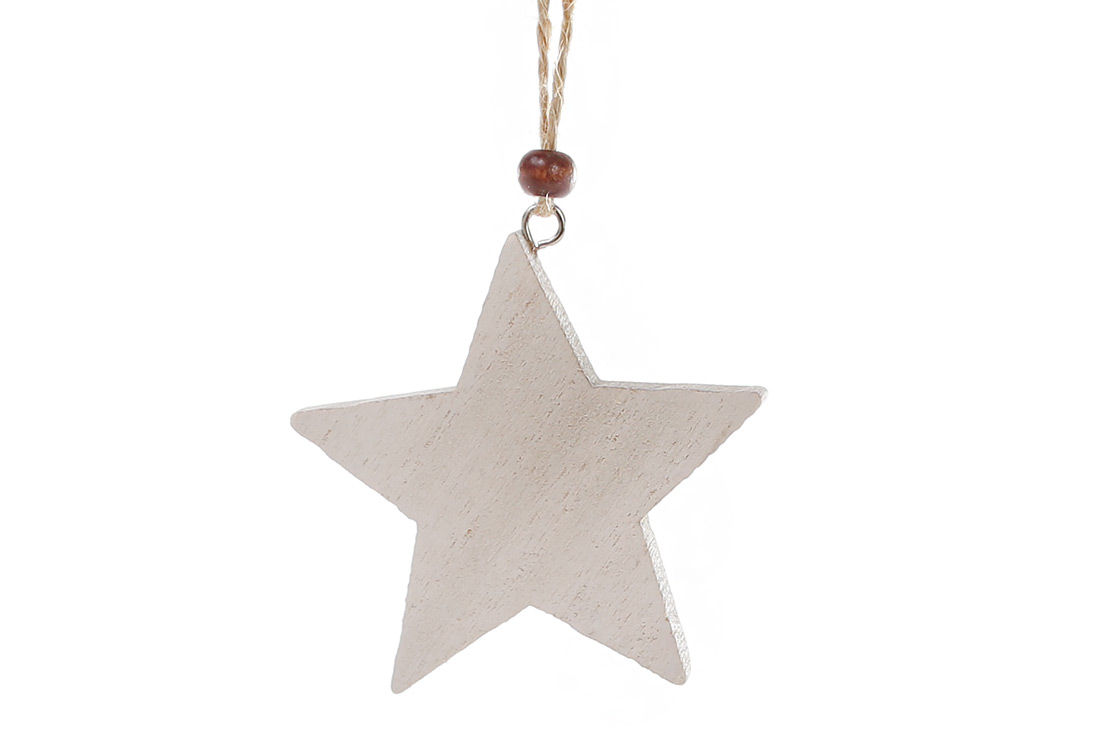Набір (6шт) новорічних прикрас Зірка 7см, колір - білий