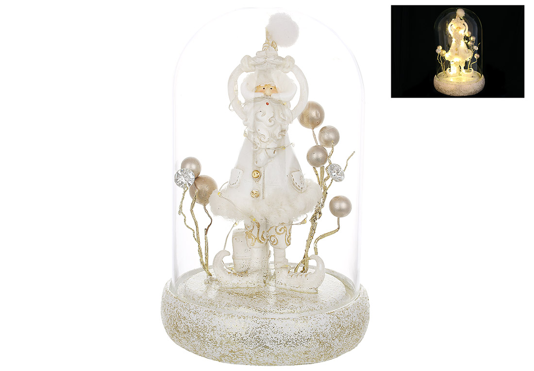 Декоративна фігурка Санта під скляним ковпаком з LED-підсвічуванням, 18см