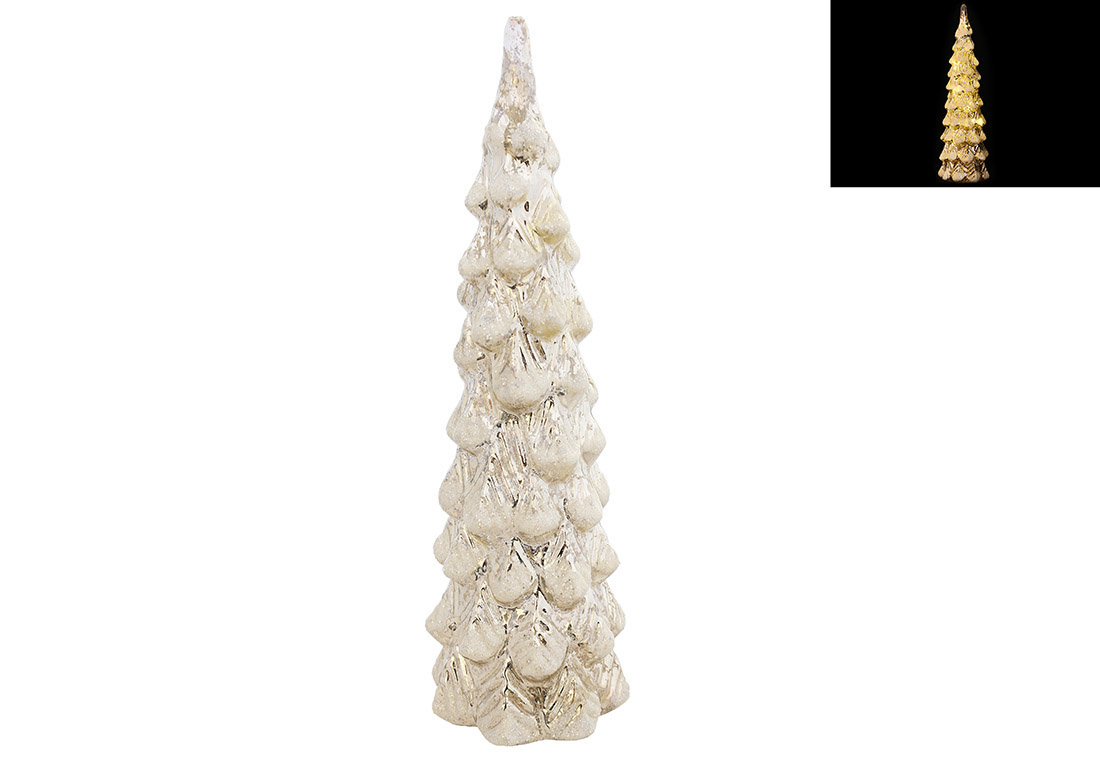 Декоративна ялинка з LED підсвічуванням та декором з гліттера 40.5см, колір - шампань антик