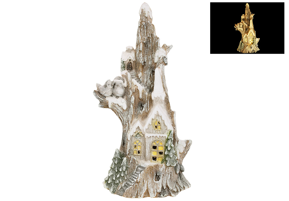 Декоративна фігура з LED підсвічуванням Будиночок у лісі, 72см