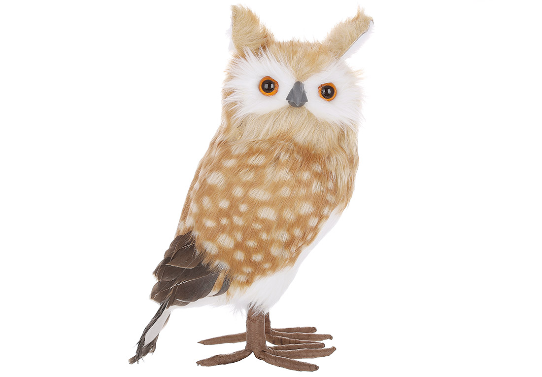 Новорічна фігура Сова 29см, колір - коричневий із білим