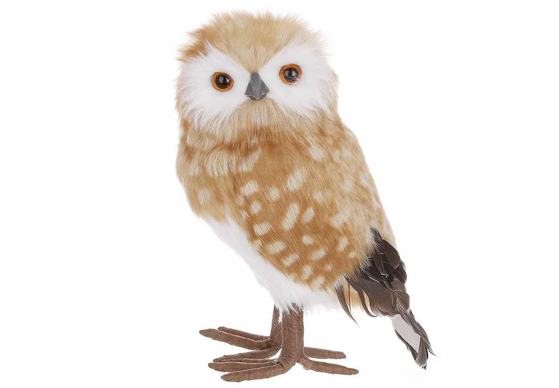 Новорічна фігура Сова 27см, колір - коричневий із білим