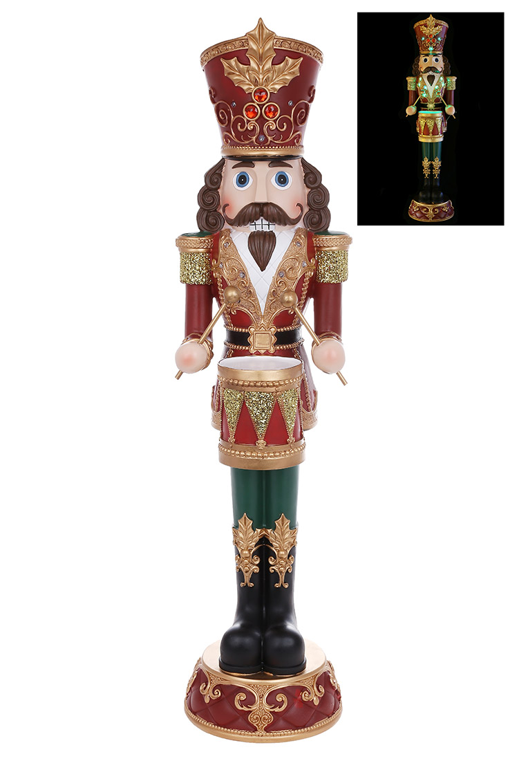 Декоративна фігура з LED підсвіткою Лускунчик 23*25*91.5см, колір - бордо