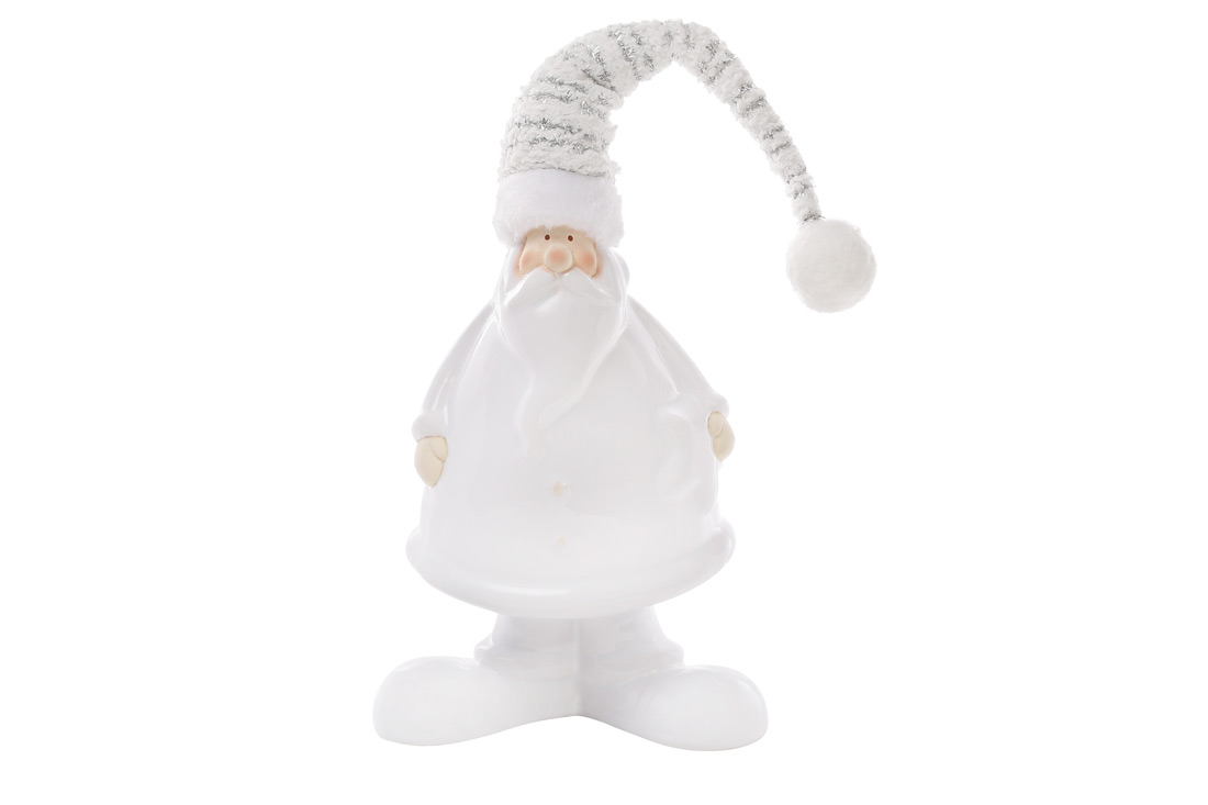Новорічна фігура Санта у в'язаному ковпаку 26см