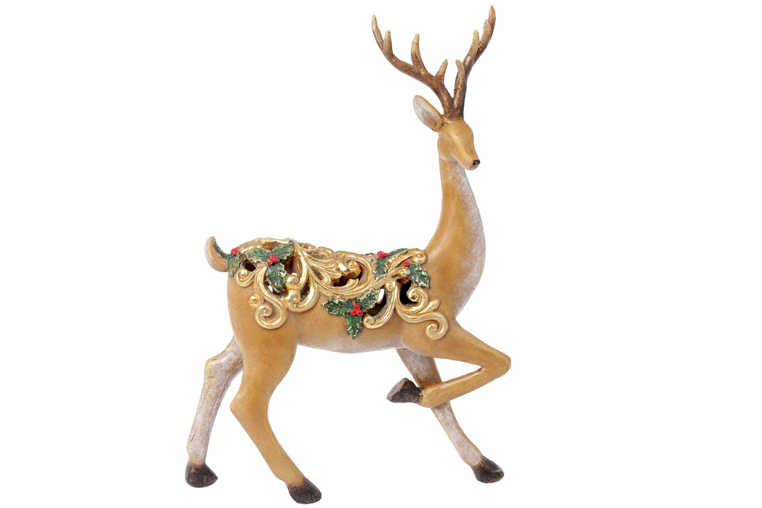 Декоративна фігура Граціозний олень 36.5см із золотим орнаментом