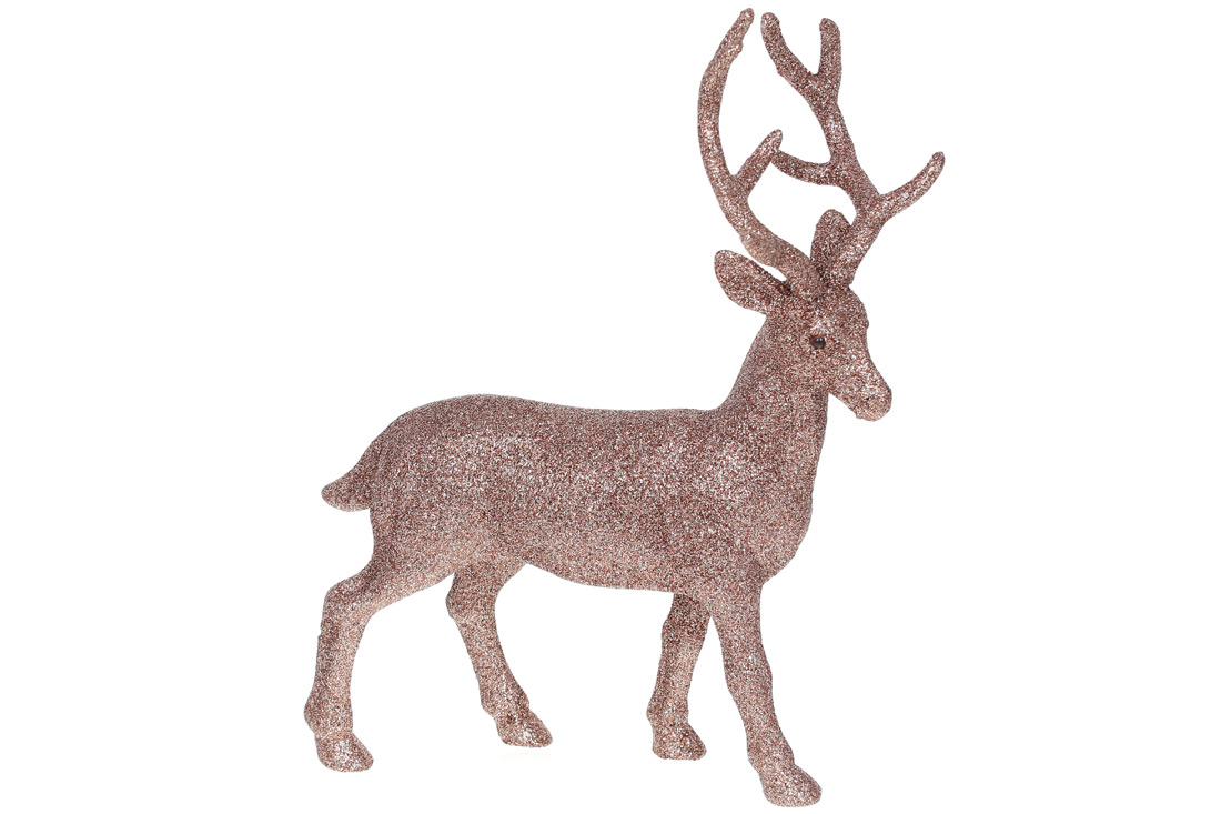 Новорічна декоративна фігура Олень 30см, колір - гліттер мокко