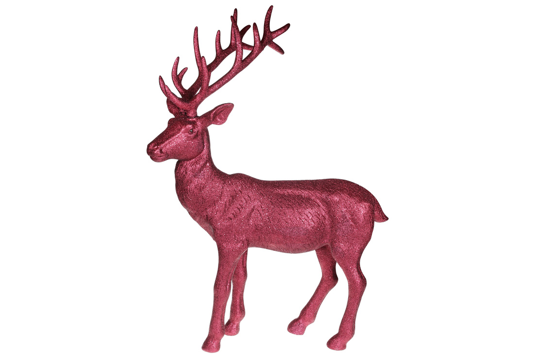 Новорічна декоративна фігура Олень, 76см, колір - гліттер бордо