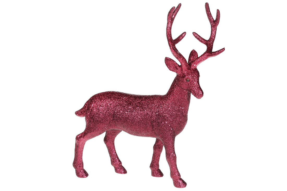 Новорічна декоративна фігура Олень, 30см, колір - гліттер бордо