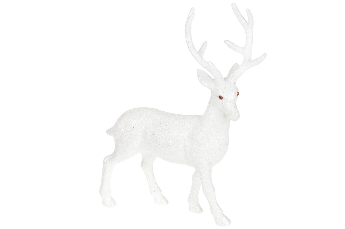 Новорічна декоративна фігура Олень, 30см, колір - білий гліттер