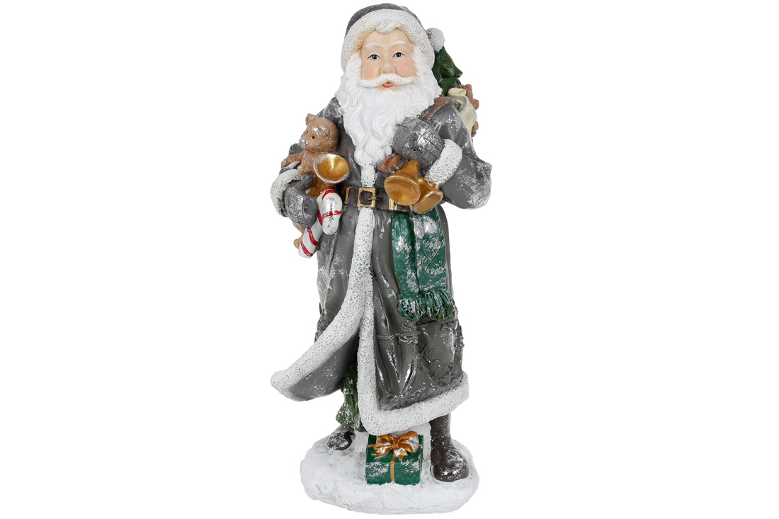 Декоративна фігура Санта, 45см, колір - графіт зі сріблом