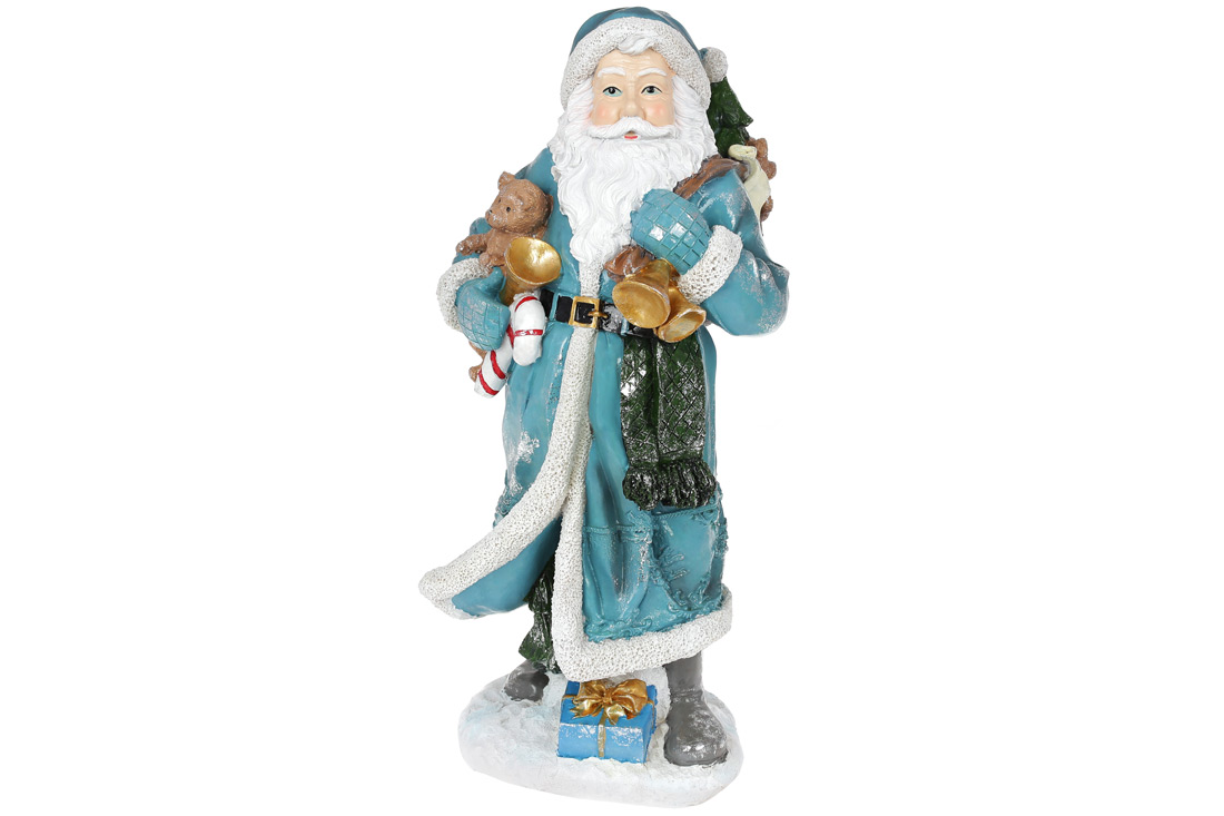 Декоративна фігура Санта, 45см, колір - бірюза зі сріблом