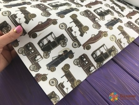 Упаковочная бумага "Retro car" (50/70 см)