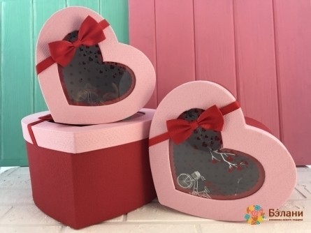Коробочка Сердце с прозрачной крышкой (красное)