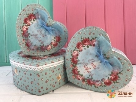 Коробочка Сердце "Букет Роз" мятная