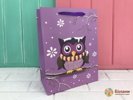 Новорічний пакет "Совушки" бузковий (М)