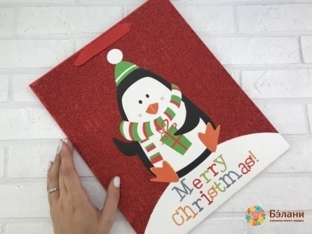 Новогодний Пакет "Merry Christmas" L красный