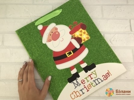 Новогодний Пакет "Merry Christmas" L зеленый
