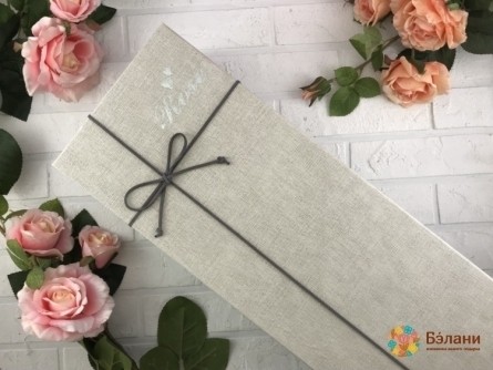 "Пенал для цветов с бантиком" бежевый