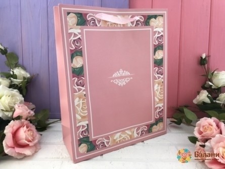 Подарунковий пакет "Квітковий мікс" рожевий L