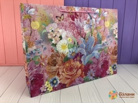 Подарочный пакет "Mix Flowers" garden L