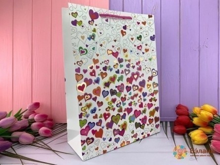 Подарочный пакет "Boom love" белый M