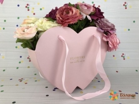 Коробка для цветов "With love" розовая