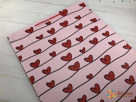 Подарочный пакет "Love line" розовый XXL