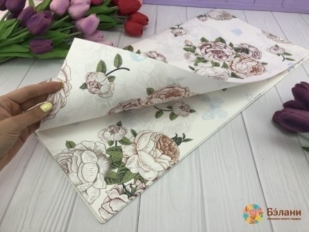 Бумага для цветов "Винтажные розы" белый