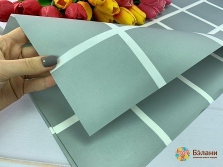 Бумага для цветов "Squares" серая