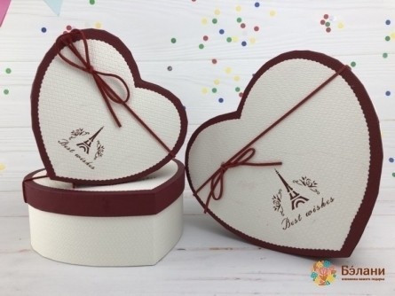 Коробка в форме сердца "Maroon Paris" белая