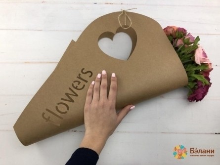 Пакет для цветов "Flowers" крафт