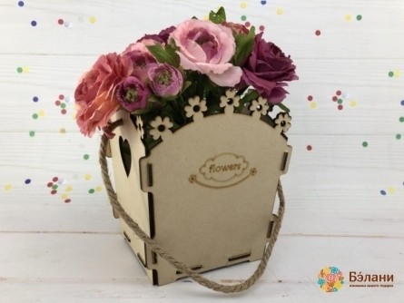 Деревянное кашпо "Flowers" M