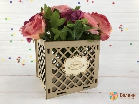 Деревянное кашпо "Flowers" S