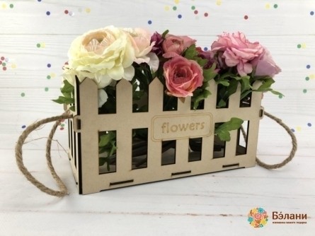 Деревянное кашпо "Flowers" L