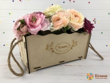 Деревянное кашпо "Flowers" L