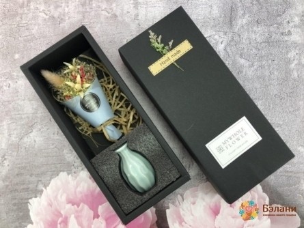 Букет комплимент "With vase" голубой