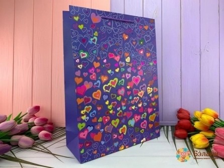Подарочный пакет "Boom love" фиолет M