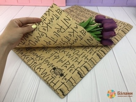Бумага для цветов "Letters" черная