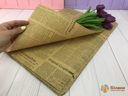 Бумага для цветов "Newspaper" зеленая