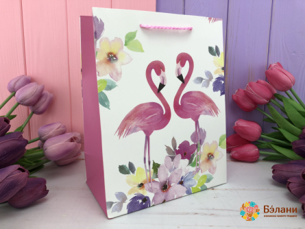 Подарочные пакеты "Bright flamingo" M