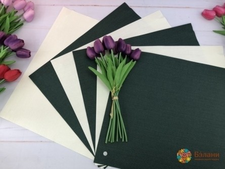 Флористическая бумага "Веер" бежево-зеленая