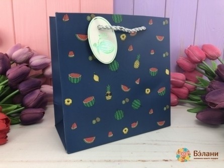 Подарочные пакеты синие "Fruit" S