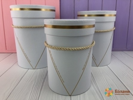 Белая круглая коробка "Golden V"