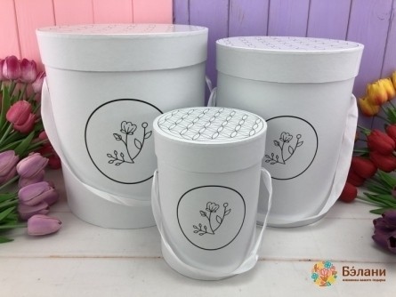 Круглая коробка для цветов "Flower" белый