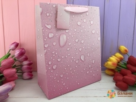 Подарочный пакет "Water drops" S розовый