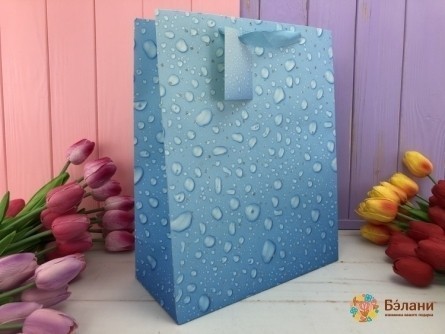Подарочный пакет "Water drops" S голубой